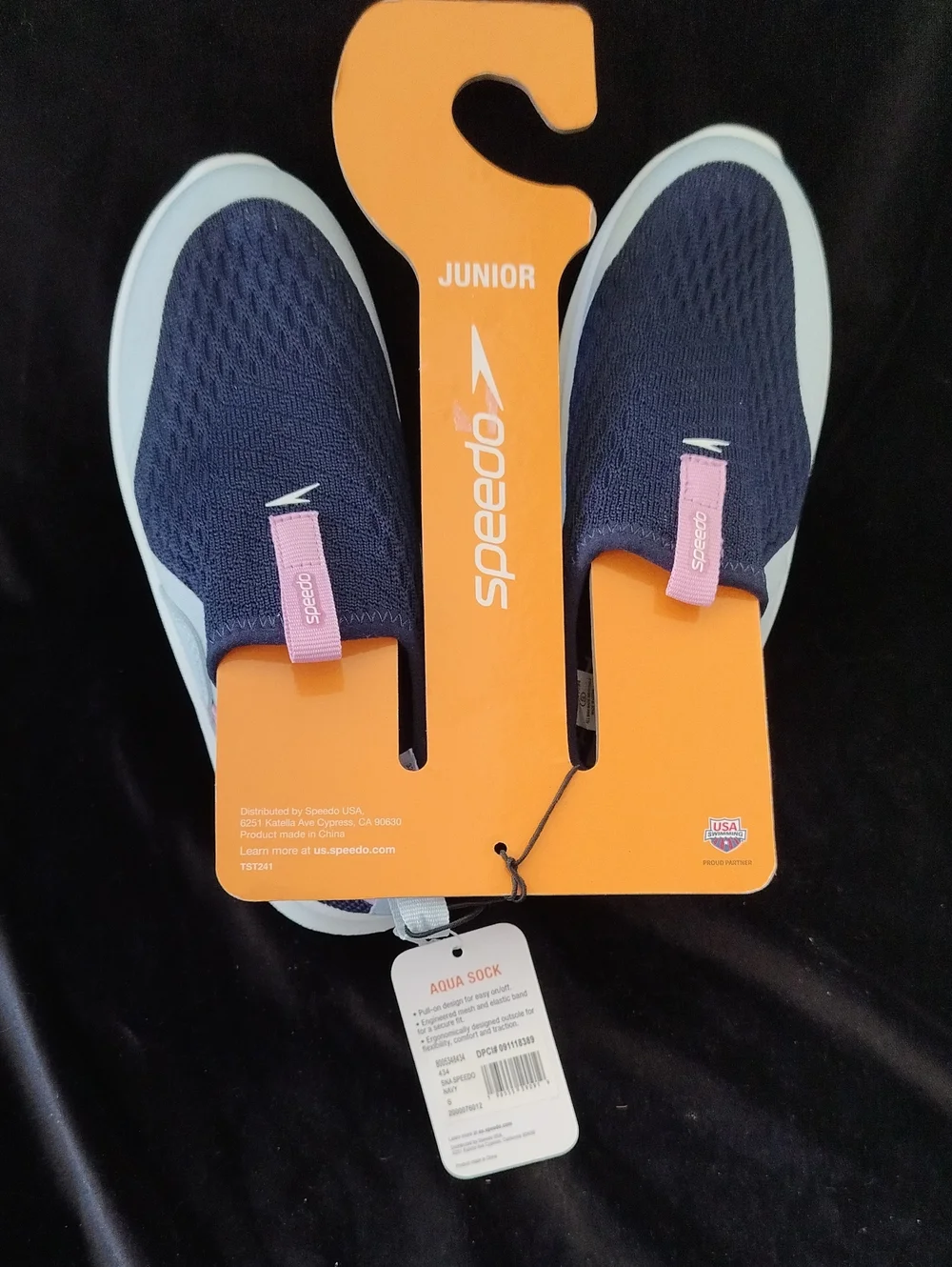 Speedo Junior Water Shoes feature a design on a blue mesh